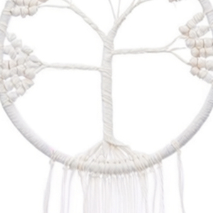 Attrape-rêves design arbre de vie, 20x70cm, plumes blanches, décoration murale, style bohème, art fait main - Product Image 6