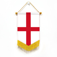 Drapeau d'échange personnalisé double face pour supporters de club de football, en polyester satiné avec pompons et bannière suspendue en plastique