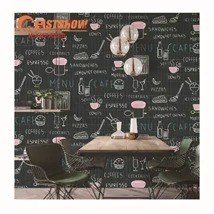 Pvc Hot Selling Cute Beautiful Wallpaper For Restaurant Coffee Shop Dessert Shop