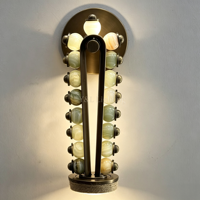 Applique murale vintage en verre avec perles d'onyx et LED pour chambre, villa, hôtel