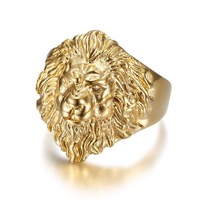 Anneaux de mode en acier inoxydable plaqué or 18 carats, bijoux personnalisés, anneaux hip-hop punk, anneaux de foi du roi lion pour homme, accessoires