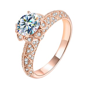 Anillo de Moissanita de oro rosa de 18 quilates con diamantes completos de la Vía Láctea, 1 quilate para mujer, joyería de plata de ley 925, regalo de boda - Product Image 4