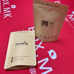 PLA PBS NKME NK Kraft Paper Cotton Paper Pouch PLA Bag Package Degradable Mini Biodegradable Zip Bags Compostable Plastic Bags