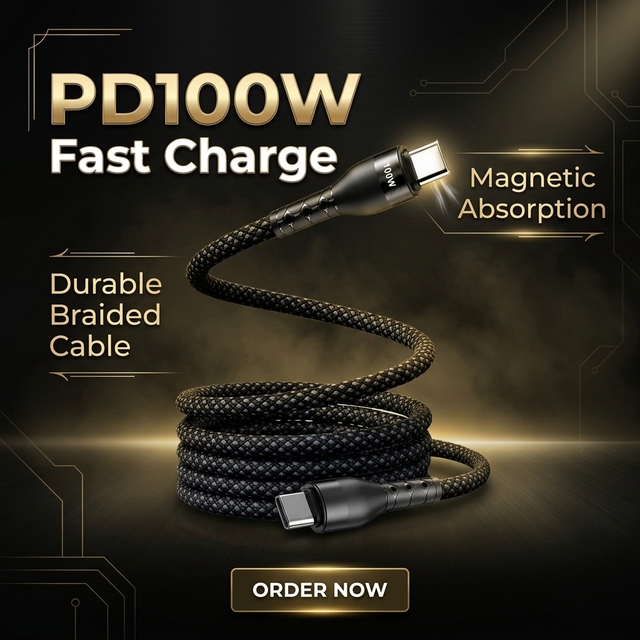 High Quality Tin Plated Nylon Braided Shielding Magnetic Absort Type c  to c Pd100w 480Mbps  Fast Charging Cable Universal
