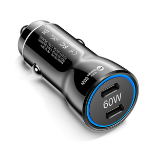 Chargeur de voiture double port 60W, charge rapide PD 3.0, adaptateur Type-C pour téléphone portable, tablette, voyage - Product Image 1