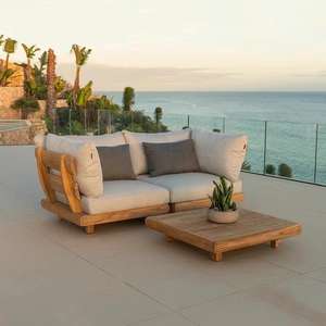 طقم كنب خارجي فاخر على شكل حرف L من خشب الساج عالي الجودة، أثاث حدائق للفنادق والفيلات، كنبة خشبية صلبة لغرفة المعيشة والفناء الخارجي - Product Image 4