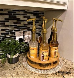 7 bouteilles bambou rotatif café sirop organisateur en bois paresseux Susan sirop <span class=keywords><strong>porte</strong></span>-<span class=keywords><strong>bouteille</strong></span> pour épices emballé dans une boîte - Product Image 5