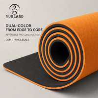 Tapete de Yoga TPE de Doble Color, Directo de Fábrica Yugaland, con Logotipo Personalizado, Antideslizante, para Pilates, Venta al Por Mayor