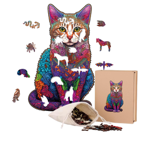 <span class=keywords><strong>Puzzle</strong></span> en <span class=keywords><strong>bois</strong></span> en <span class=keywords><strong>bois</strong></span> Cat Design Brain Training Gift Creative Adults Children 200 Pieces Medium - Product Image 1