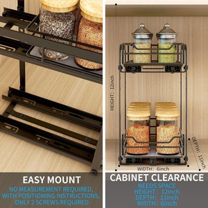 Étagère à épices métallique coulissante double couche, sans perforation, pour évier de cuisine - Product Image 3