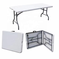Table de meuble pliante rectangulaire multifonctionnelle blanche HDPE Table de camping pliable portable en plastique bon marché pour les fêtes