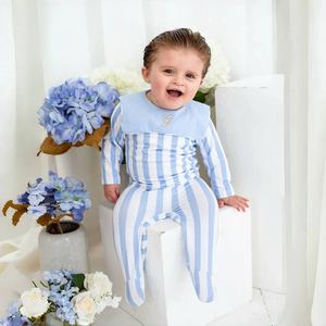 OEM Barboteuse pour bébé nouveau-né Pyjama en coton à rayures avec manches longues et col <span class=keywords><strong>marin</strong></span> Vêtements grenouillère pour bébés garçons filles 0-3 mois - Product Image 2