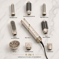 Sèche-cheveux multi-styler pliable 9-en-1 à air chaud haute vitesse avec diffuseur, lisseur et boucleur pour salon et usage domestique