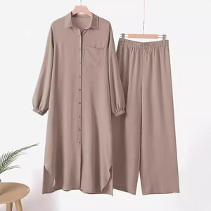 Conjunto de Dos Piezas Yuhong Tallas S-5XL para Mujer Musulmana, Estilo Holgado Otoñal, para el Trabajo, Camisa Abaya Estilo Turquía/Dubái, Atuendos Islámicos - Product Image 4