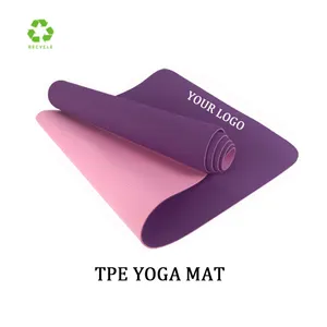 Kostenlose Probe Custom Printed Umwelt freundliche TPE Yoga matten Logo Gym Langlebige Yoga matten Lange Reise Rutsch feste Yoga matte Set Mit Logo