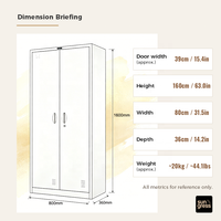 Armoire Métallique Ventilée à Double Porte Verrouillable en Acier Robuste pour Salle de Sport, Garage, Atelier, Buanderie, Rangement d'Outils - Vente en Gros