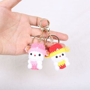 Portachiavi in Lana Lavorata <span class=keywords><strong>a</strong></span> Maglia KittySnoopy, Ciondolo Carino <span class=keywords><strong>a</strong></span> Forma di Cartone Animato per Libri e Borse, Design Creativo Multicolore Stile Patchwork - Product Image 2