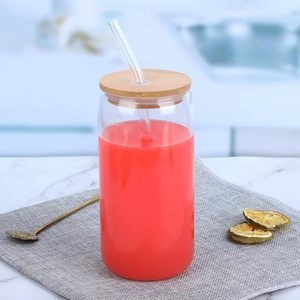 Vasos Modernos Transparentes de Vidrio de Borosilicato Alto en Forma de Lata de Cerveza con Tapa y Pajita en Tamaños de 12oz/16oz/20oz Hechos a Mano - Product Image 2