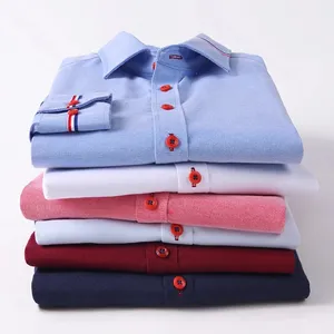 High Quality Oxford Fashion Man Shirt Custom Elastic Long Sleeve Apparel Side By Side Dress Men's Oxford Shirts