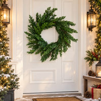 Künstlicher Weihnachtskranz Realistischer Zedernholz-Grünkranz für Haustür, Wand, Fenster Feiertagsdekoration Maßgefertigt Großhandel Hersteller