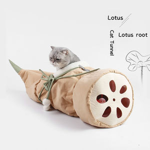 בית חיות לחתולים בצורת טרקלין/ערסל/עריסה מתקפל, דמוי שורש לוטוס, בצבע אחיד, סגור למחצה, סיטונאי. - Product Image 4