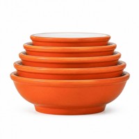 Ensemble de 5 bols à mélanger en mélamine, orange et blanc brillant, tailles graduées de 13,9 à 21,5 cm, pour la préparation des repas à la maison