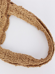 Sac de plage pour femme en corde de papier tressée, fait main au crochet, à épaule simple, avec deux fleurs, fermeture éclair en polyester, Tanjing - Product Image 2