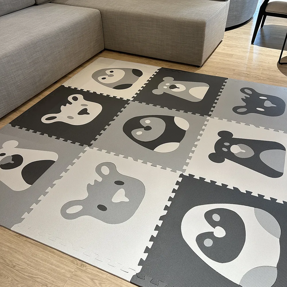 Honloy Custom Foam Vierkante Dier Puzzel Vloermat Voor Kinderen 60X60Cm Grijs Grijpende Zachte Speelmat Foam Play Set Vloertegels