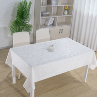 Nappe jetable en plastique blanc RNPT tissée, motif floral nacré, imperméable et anti-taches pour tables rectangulaires