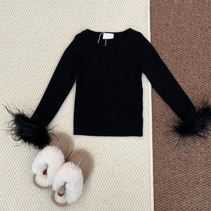 T-Shirt tinta unita per la primavera autunno per bambine in stile occidentale abbigliamento per bambini con nappe pelose maniche Casual camicia a fondo - Product Image 3