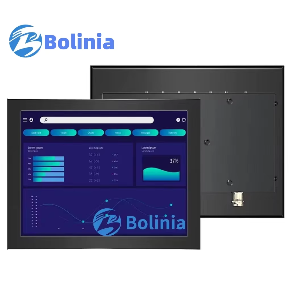 Factory Price 8 Inch Mini Industrial Metal Monitor Resistive Touch Screen VGA HD-MI Wall Mount Industrial Display