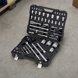 Set di chiavi a bussola a cricchetto manuale industriale da 54 pezzi, attacco da 1/4 e 3/4, in acciaio al cromo vanadio, personalizzabile OEM, con giunto universale - Product Image 6