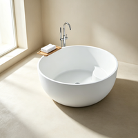 Baignoire autoportante ronde moderne en surface solide, forme de bol, profonde, blanche, pour villa, hôtel, salle de bain, équipement sanitaire