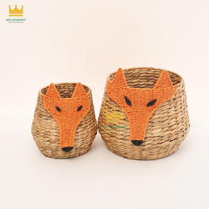 Panier de rangement écologique en forme de renard, best-seller, en jacinthe d'eau, pour l'organisation de la chambre d'enfant - Product Image 1