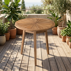 Modern Mid Century Outdoor <b>Bistro</b> Dining <b>Table</b> Set Weather Resistant Teak Wood Garden Furniture for Indoor/Outdoor Use - Product Image 1