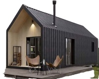 Extensión para el Techo Triangular del Patio Trasero, Casa de Acero de Lujo con Sala de Estar, Cocina, Baño, Alto Aislamiento y Ahorro de Energía