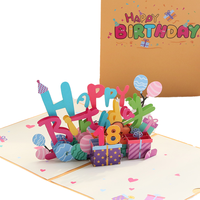 Carte d'anniversaire colorée en papier découpé à la main, impression numérique stéréo créative, petit cadeau pour la bénédiction