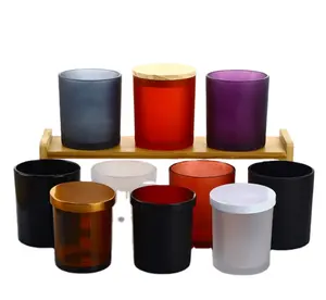 Hot sale frosted jars for candle making wholesale candle jars matte black candle containers with lids