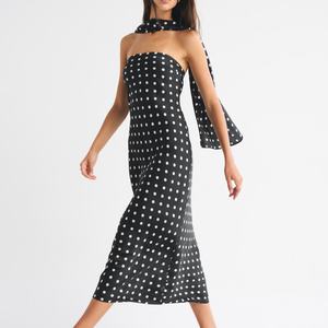 Vestido Maxi sin Tirantes con Estampado Floral y Encaje Bordado, Casual, Veraniego, Ecológico y Transpirable - Product Image 1