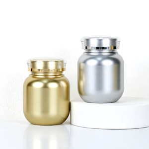 Gold Silver PET Medicine Bottle Frosted Cylindrical Pill <b>Container</b> Screw Cap <b>Tablet</b> Packaging - Product Image 2