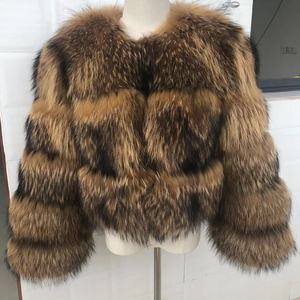 2022 abrigo de talla grande invierno cálido mujer abrigo de piel de mapache Natural chaqueta de piel de zorro Real para damas - Product Image 1