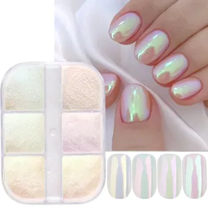 Polvo de Uñas Efecto Cromo Metálico Moonlight Mirror, Pigmentos, Laca en Gel, Polvo Láser, Brillo Aurora, Perla Brillante, Empujador de Uñas - Product Image 1