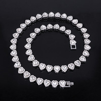 Collar Grueso de Aleación de Zinc con Cadena Cubana de Bambú, Incrustaciones de Cristal y Diamantes de Imitación en Forma de Corazón de 11mm, Estilo Hip Hop, Novedad, de Moda