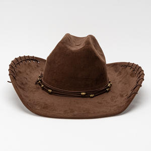 หมวก<span class=keywords><strong>คาวบอย</strong></span>ปีกกว้างลายวินเทจหนังกลับสีน้ำตาลแบบยูนิเซ็กซ์รุ่นใหม่ล่าสุด พร้อมขอบเย็บและสายคาดประดับลูกปัดสำหรับทุกฤดูกาล - Product Image 2