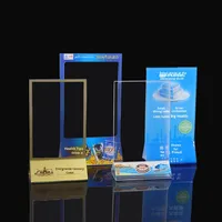 Support de menu transparent en acrylique moderne avec base triangulaire, pour cartes de table, cartes de prix d'alcool, présentoir de menu en plastique, facile à assembler