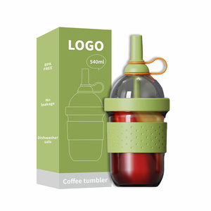 แก้วกาแฟ DF22 ขนาด 540 มล. ปลอดสาร BPA ไม่รั่วซึม ใช้กับเครื่องล้างจานได้ สีเขียว พร้อมหลอดและฝาปิด - Product Image 2