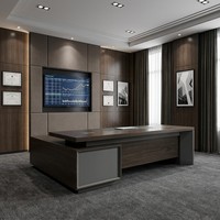 Meubles de bureau commerciaux, bureau de direction, bureau de PDG, table de patron, bureau de manager moderne, bordure en PVC, bureau de luxe