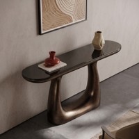 Table console moderne en fibre de verre sur mesure, table d'entrée de luxe en forme de U, finition métallique, table de couloir pour villa, hôtel