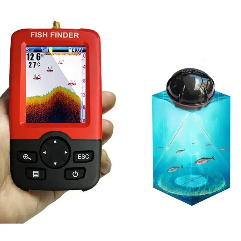 Draagbare Diepte Fish Finder Met 100M Sonar Sensor Echolood Draadloze Diepte Finder Vissen Lokken Echolood Alarma Pesca