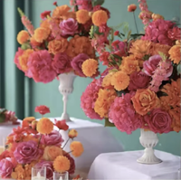 Décorations de table de mariage 50 cm 60 cm 70 cm 80 cm, arrangement floral de roses, verdure, boule de fleurs orange et violette, centres de table de mariage